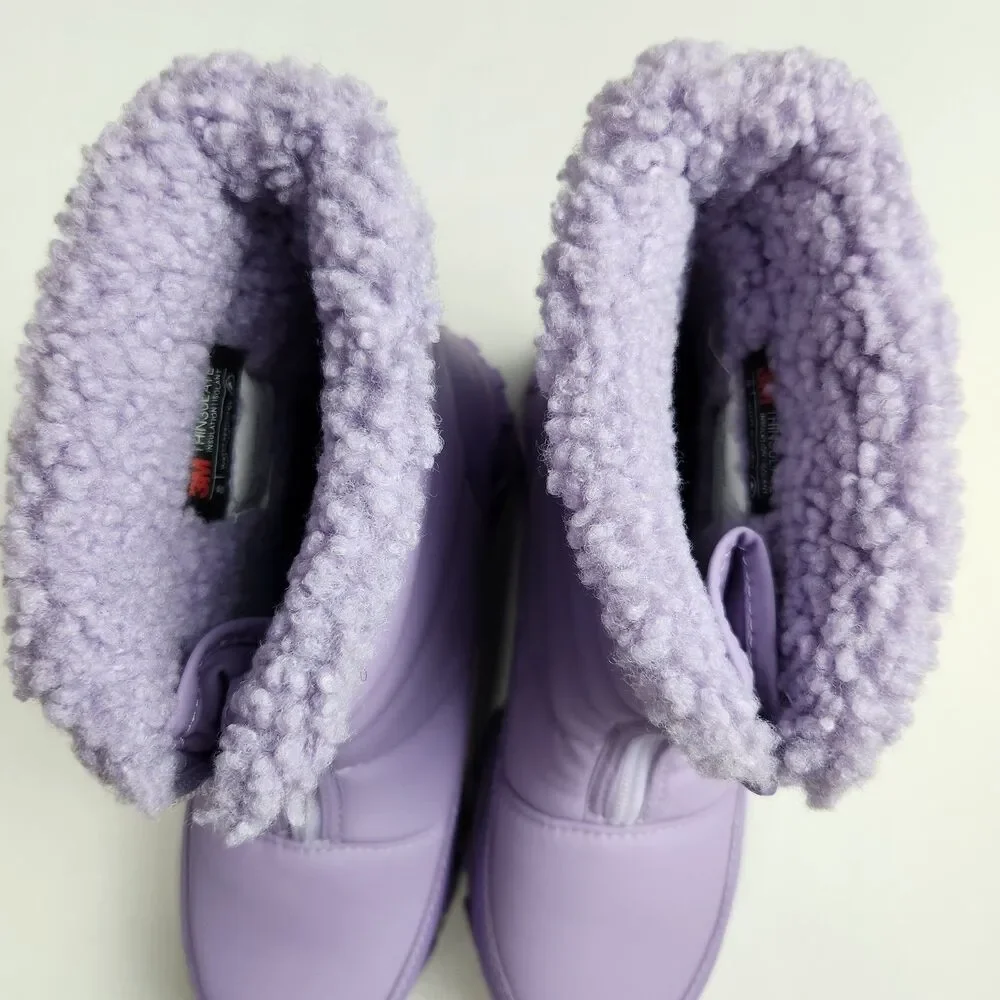 DSG Girls Quilted Menace 100g Winter Boots Girls 5 Purple Water-Resistant Sherpa